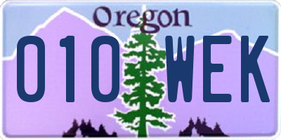 OR license plate 010WEK