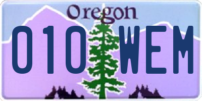 OR license plate 010WEM