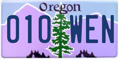 OR license plate 010WEN