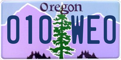 OR license plate 010WEO