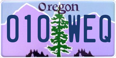 OR license plate 010WEQ