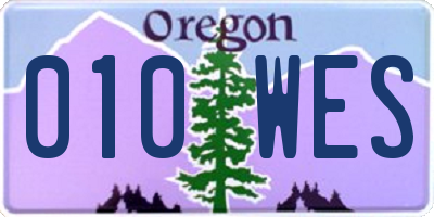 OR license plate 010WES