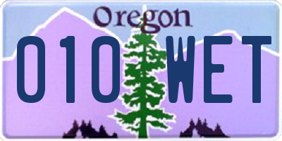 OR license plate 010WET