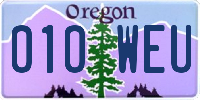 OR license plate 010WEU