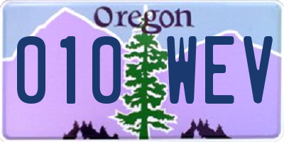 OR license plate 010WEV