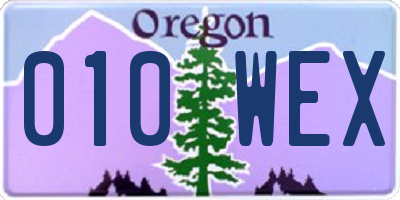 OR license plate 010WEX