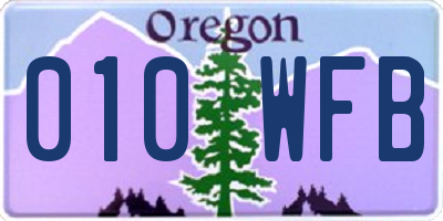 OR license plate 010WFB