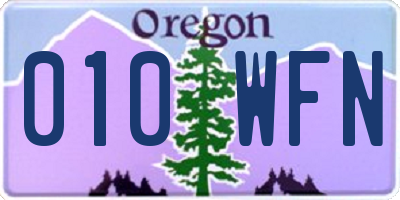 OR license plate 010WFN