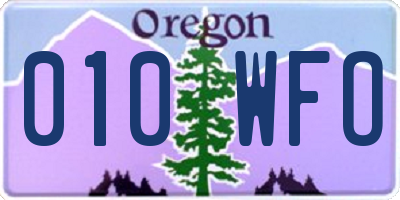 OR license plate 010WFO