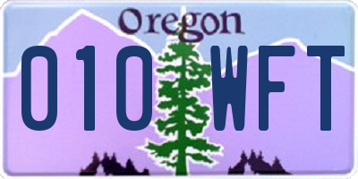OR license plate 010WFT