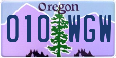 OR license plate 010WGW