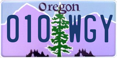 OR license plate 010WGY