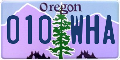 OR license plate 010WHA
