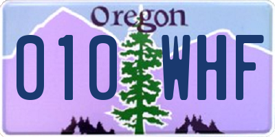 OR license plate 010WHF