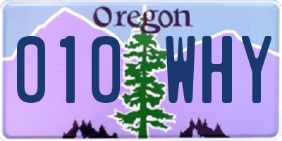 OR license plate 010WHY