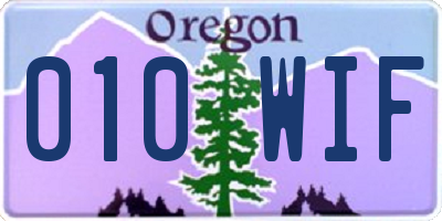 OR license plate 010WIF