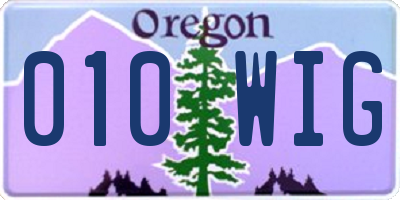 OR license plate 010WIG