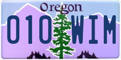 OR license plate 010WIM