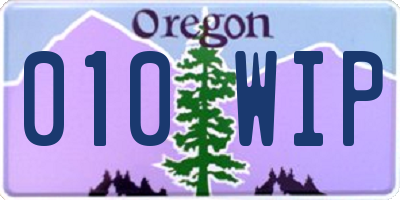 OR license plate 010WIP