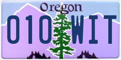 OR license plate 010WIT