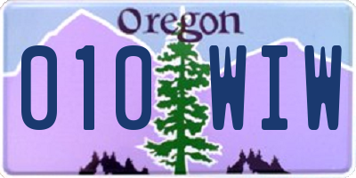 OR license plate 010WIW