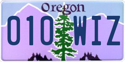 OR license plate 010WIZ