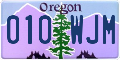 OR license plate 010WJM