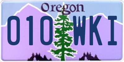 OR license plate 010WKI