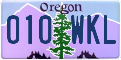 OR license plate 010WKL