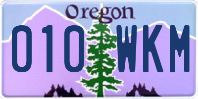 OR license plate 010WKM