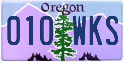OR license plate 010WKS