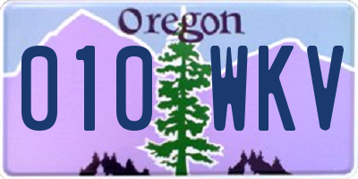 OR license plate 010WKV