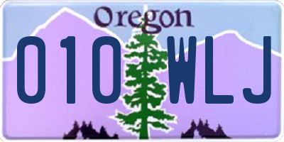 OR license plate 010WLJ