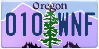 OR license plate 010WNF