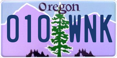 OR license plate 010WNK