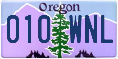 OR license plate 010WNL