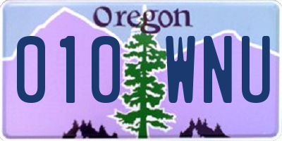 OR license plate 010WNU