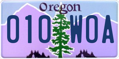OR license plate 010WOA