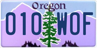 OR license plate 010WOF