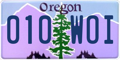 OR license plate 010WOI