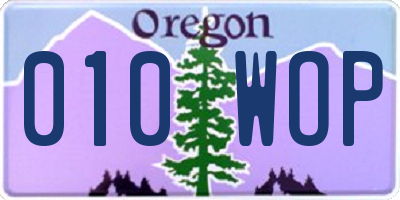 OR license plate 010WOP