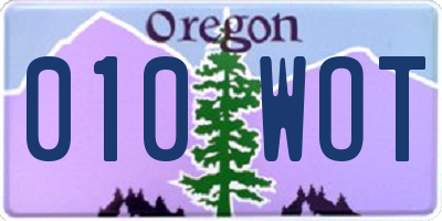 OR license plate 010WOT
