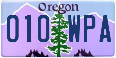 OR license plate 010WPA
