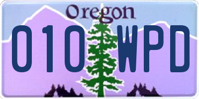 OR license plate 010WPD