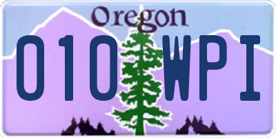 OR license plate 010WPI