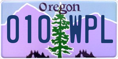 OR license plate 010WPL