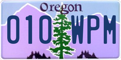 OR license plate 010WPM