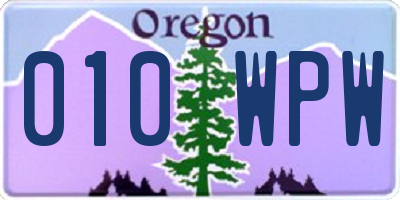 OR license plate 010WPW