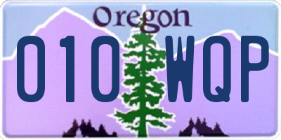 OR license plate 010WQP