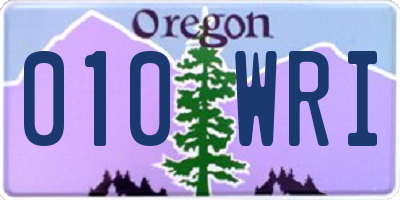 OR license plate 010WRI